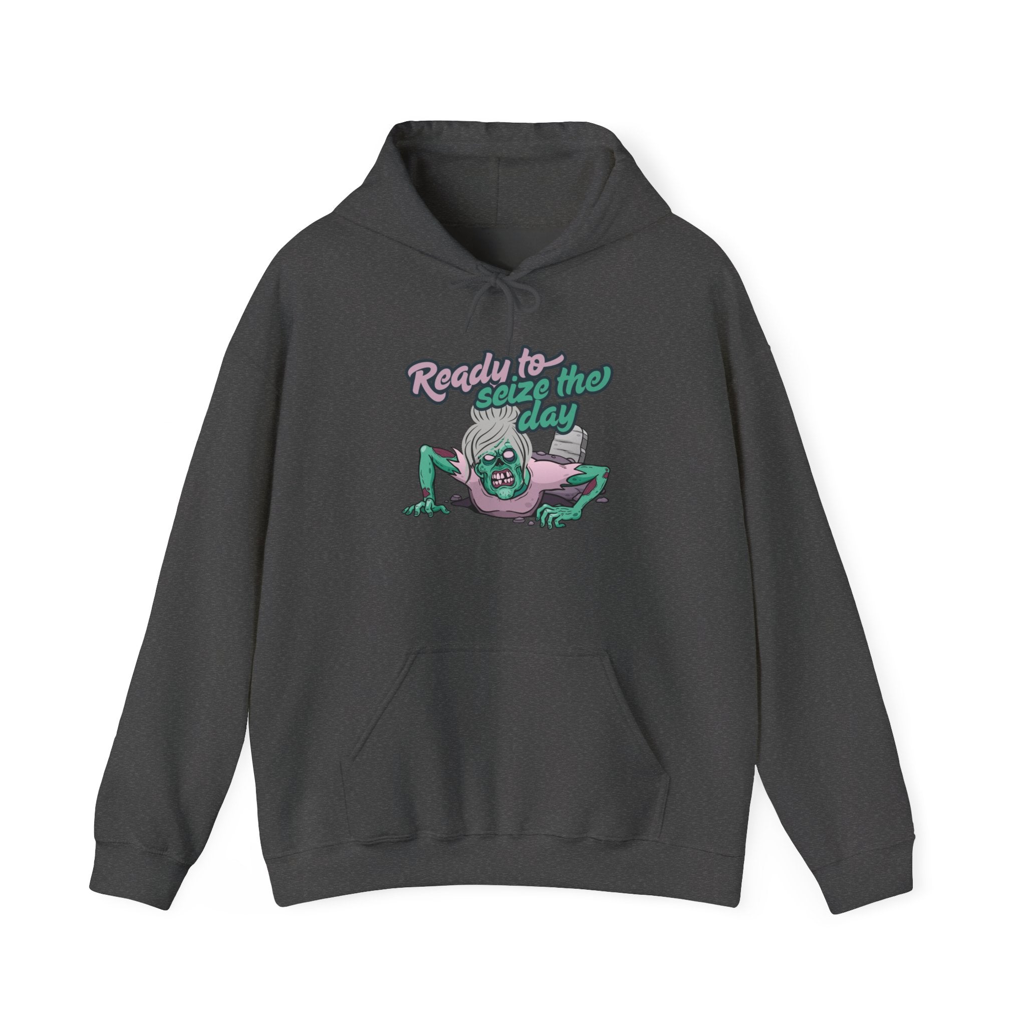 Zombie Vibes Hooded Sweatshirt - Seize the Day, Halloween Gift, Cozy Fall Wear, Unisex Pullover, Casual Comfort