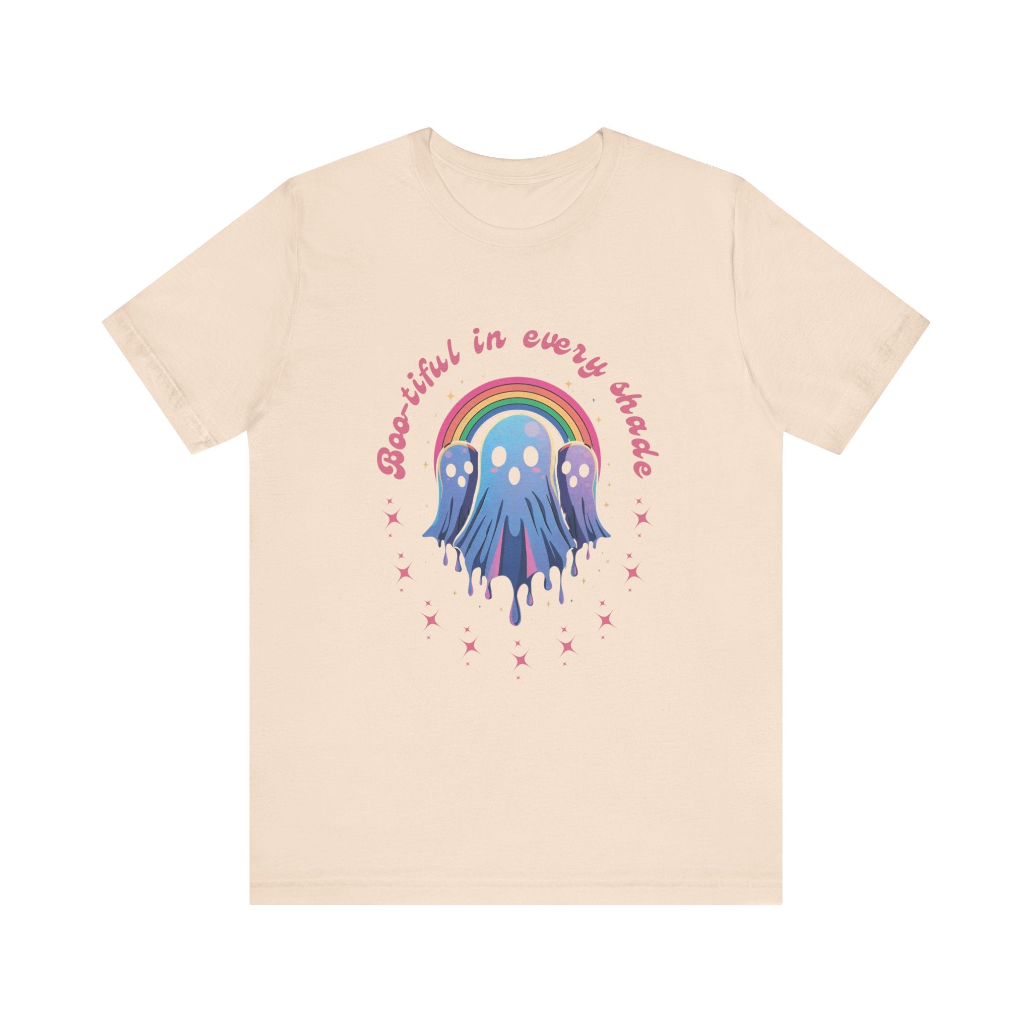 Bootiful in Every Color - Vibrant Rainbow Ghost Tee - Fun Casual T-shirt, Ghost Lovers Apparel, LGBTQ+ Pride Shirt, Halloween Costume Top, Colorful Graphic Tee