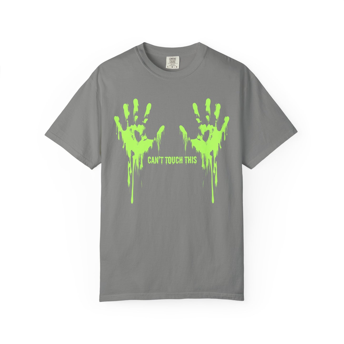 Can't Touch This Tee, Neon Handprint Unisex T-shirt, Halloween Tee, Unique Gift, Graphic Tee for Parties, Casual Wear, Trendy Streetwear