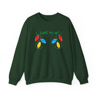 Light It Up - Holiday Sweatshirt, Christmas Apparel, Cozy Crewneck, Gift for Him/Her, Fun Holiday Outfit