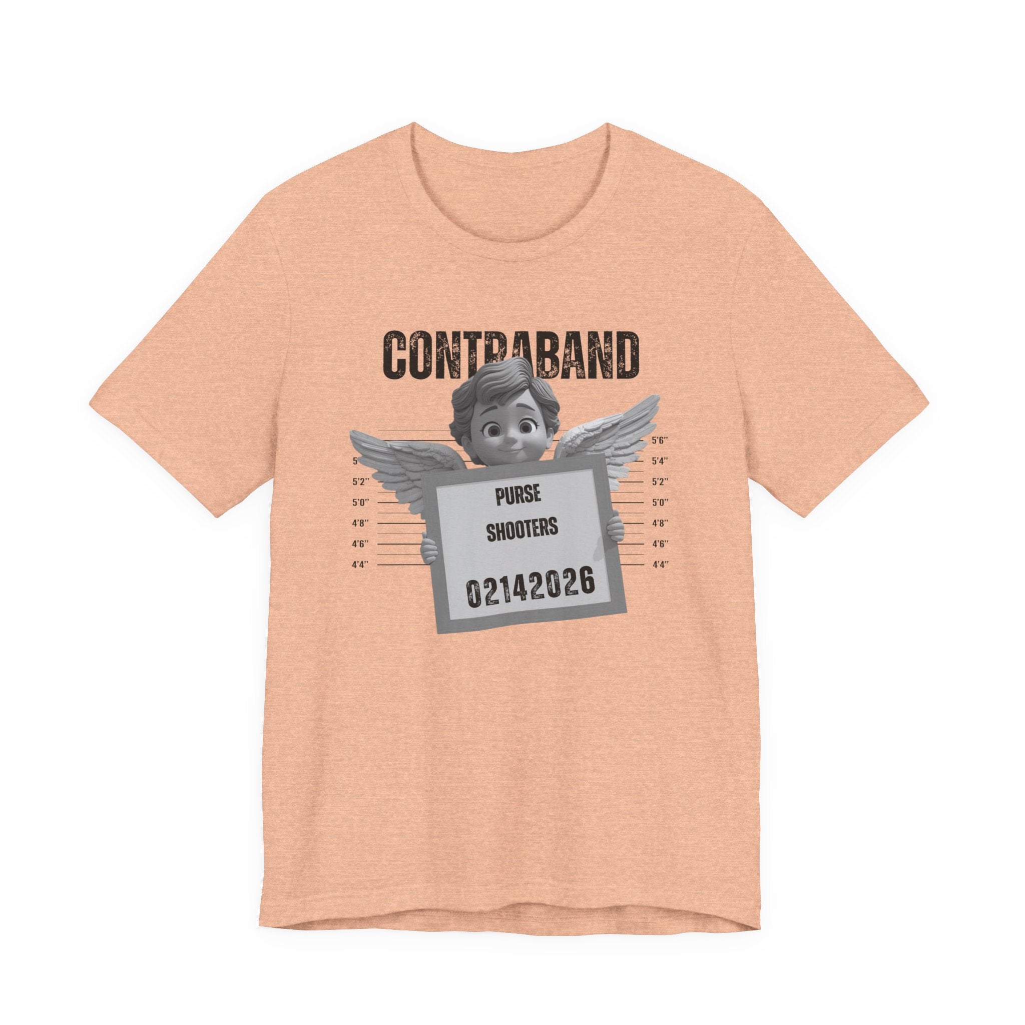 Contraband Mugshot Angel Tee — Funny 'Purse Shooters' Graphic T-Shirt