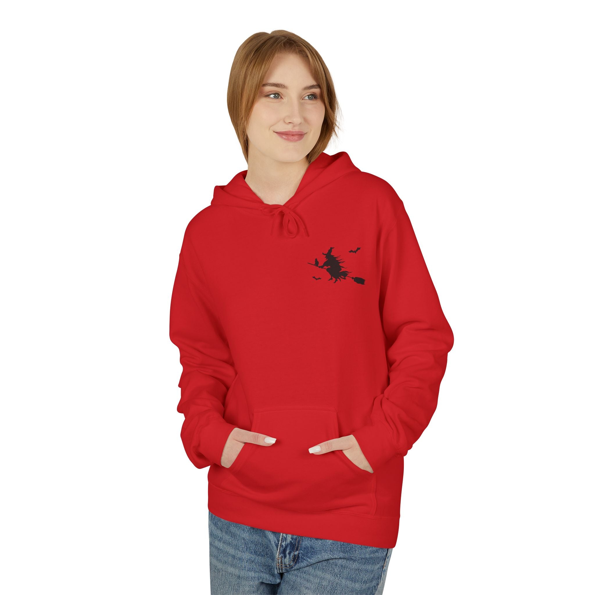 Let's Ride Witches Witchy Broomstick Hoodie, Unisex Midweight Fleece Sweatshirt, Halloween Apparel, Cozy Witch Costume,  Spooky Season