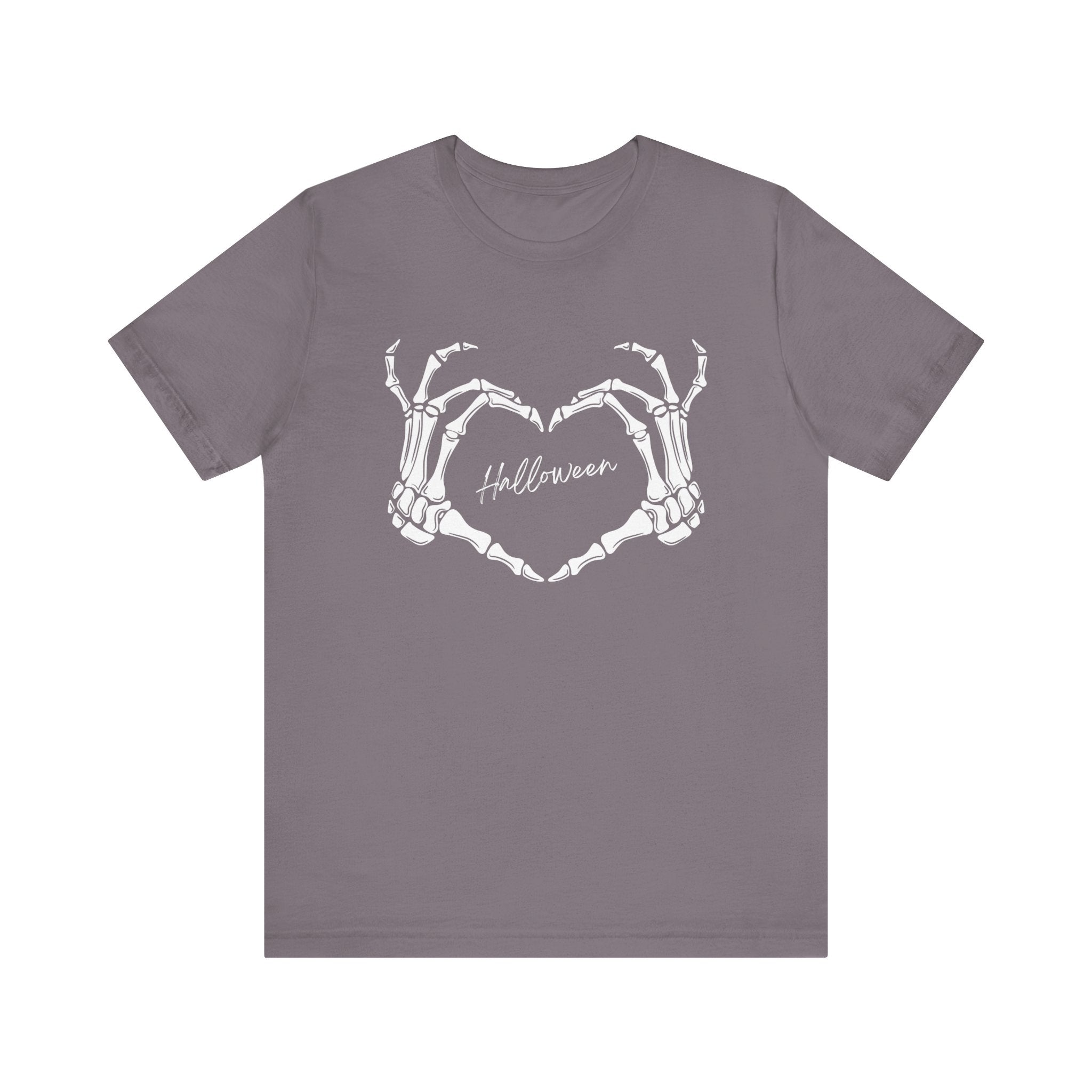 Skeleton Heart Hands Casual Graphic Tee - Perfect for Everyday Fall Spooky Season and Halloween Lovers