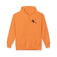 Let's Ride Witches Witchy Broomstick Hoodie, Unisex Midweight Fleece Sweatshirt, Halloween Apparel, Cozy Witch Costume,  Spooky Season