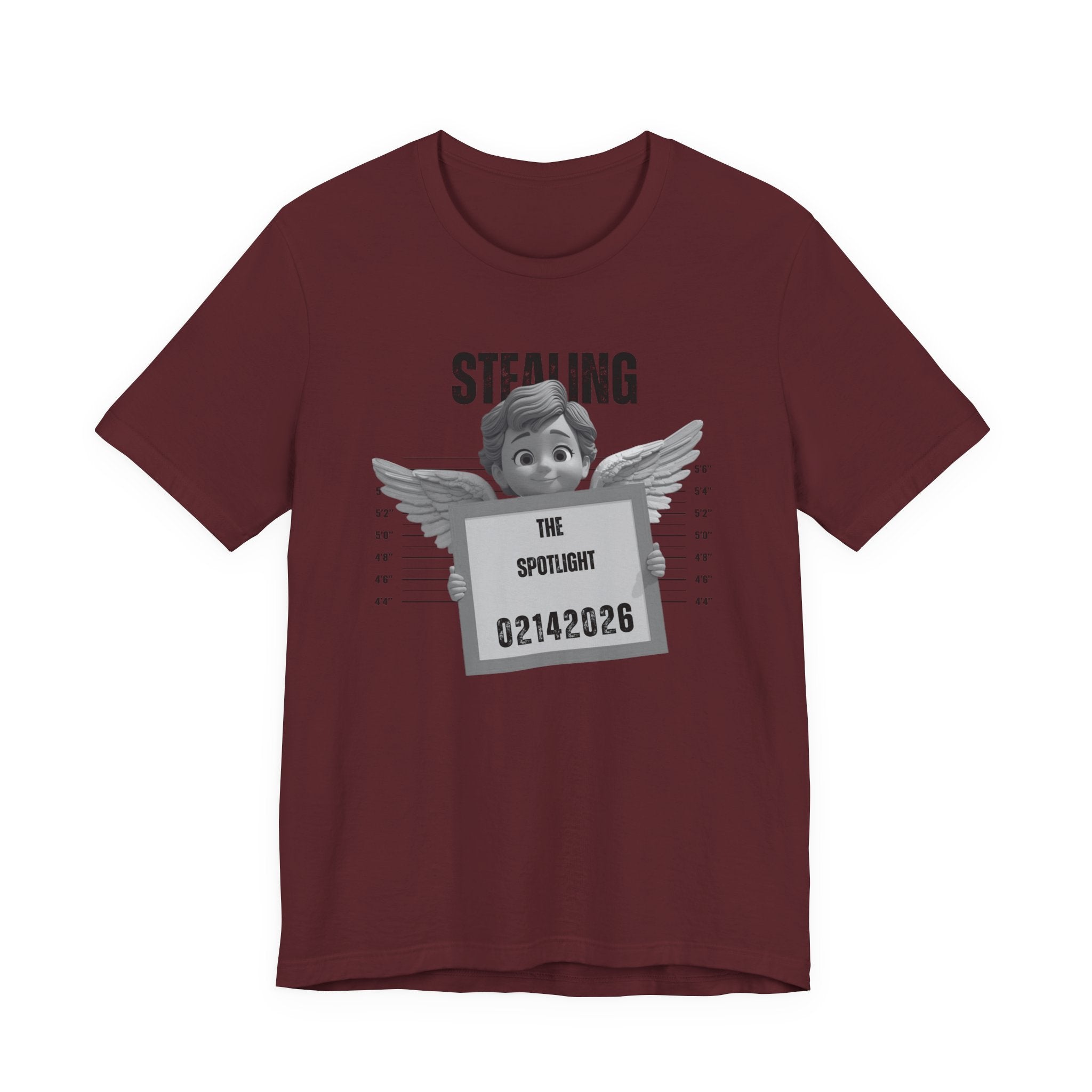 Stealing the Spotlight Mugshot Tee — Cute Angel Mugshot Graphic Valentines T‑Shirt