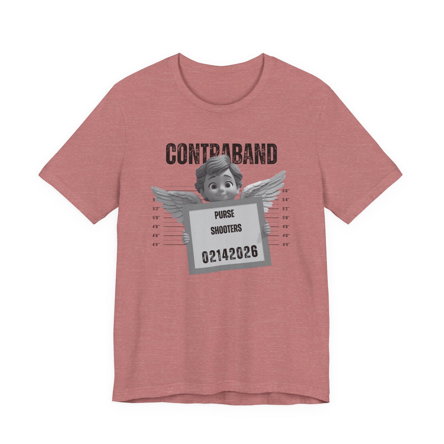 Contraband Mugshot Angel Tee — Funny 'Purse Shooters' Graphic T-Shirt