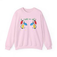 Light It Up - Holiday Sweatshirt, Christmas Apparel, Cozy Crewneck, Gift for Him/Her, Fun Holiday Outfit