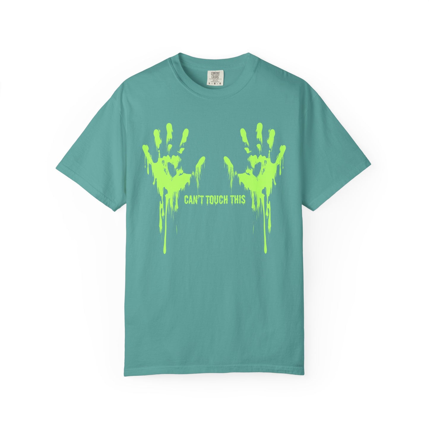 Can't Touch This Tee, Neon Handprint Unisex T-shirt, Halloween Tee, Unique Gift, Graphic Tee for Parties, Casual Wear, Trendy Streetwear