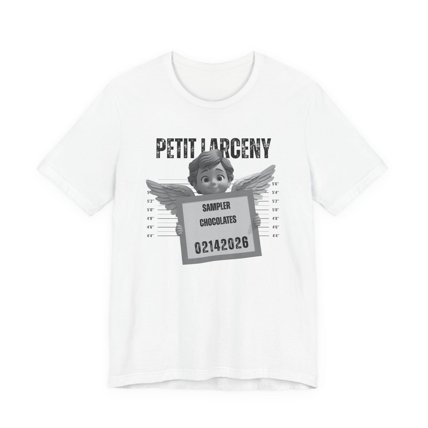 Petit Larceny Mugshot T-Shirt – 'Sampler Chocolates' Funny Arrest Graphic Tee