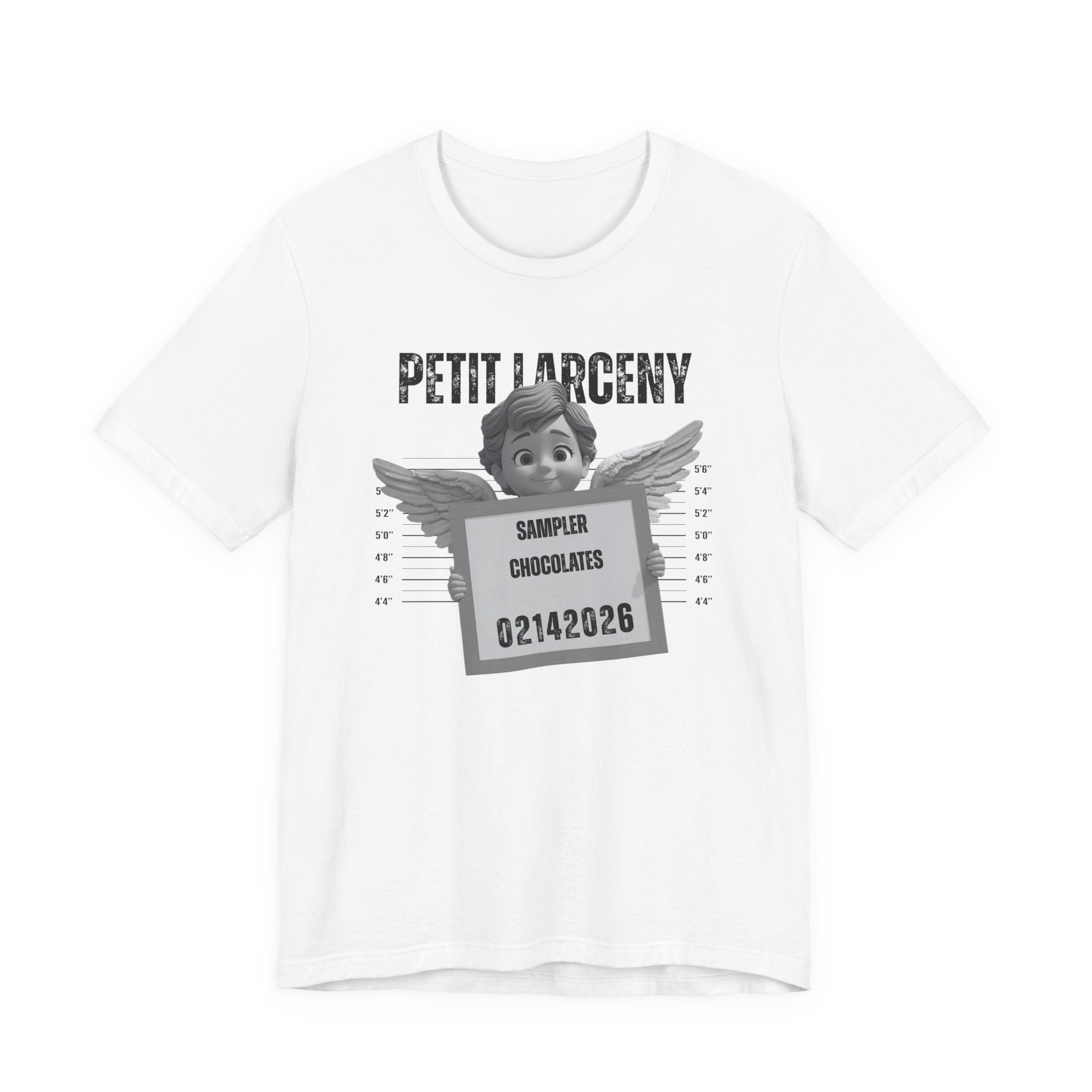 Petit Larceny Mugshot T-Shirt – 'Sampler Chocolates' Funny Arrest Graphic Tee