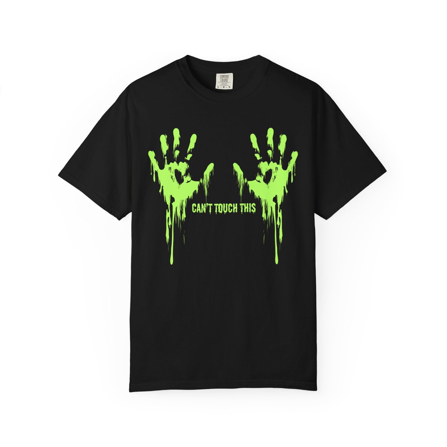Can't Touch This Tee, Neon Handprint Unisex T-shirt, Halloween Tee, Unique Gift, Graphic Tee for Parties, Casual Wear, Trendy Streetwear