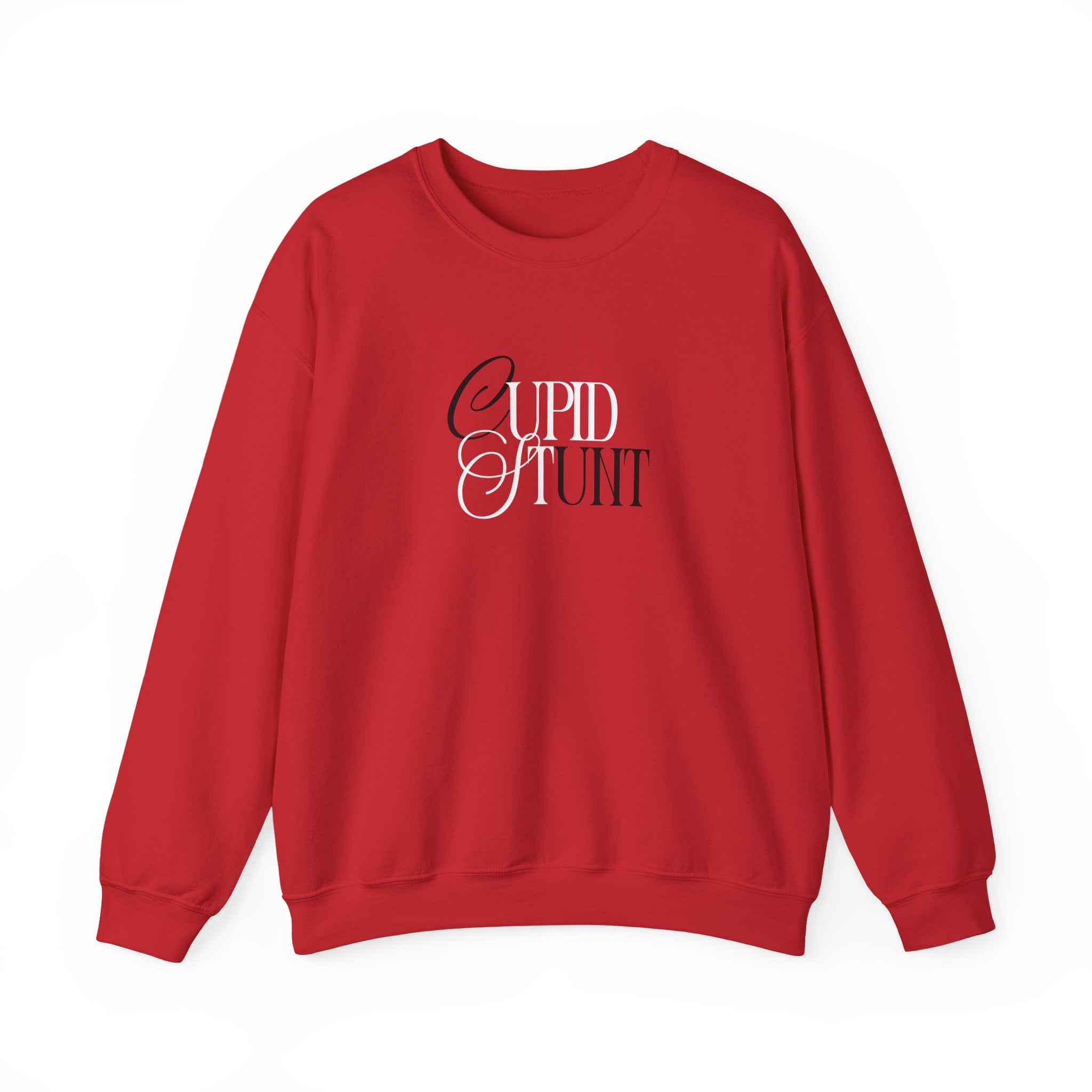 Cupid Stunt Crewneck Sweatshirt — Funny Valentine's Day Graphic Crewneck