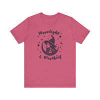 Moonlight & Mischief Witchy Tee - Unisex Short Sleeve Shirt for Halloween, Gifts for Her, Witchy Vibes, Casual Wear, Cozy Style