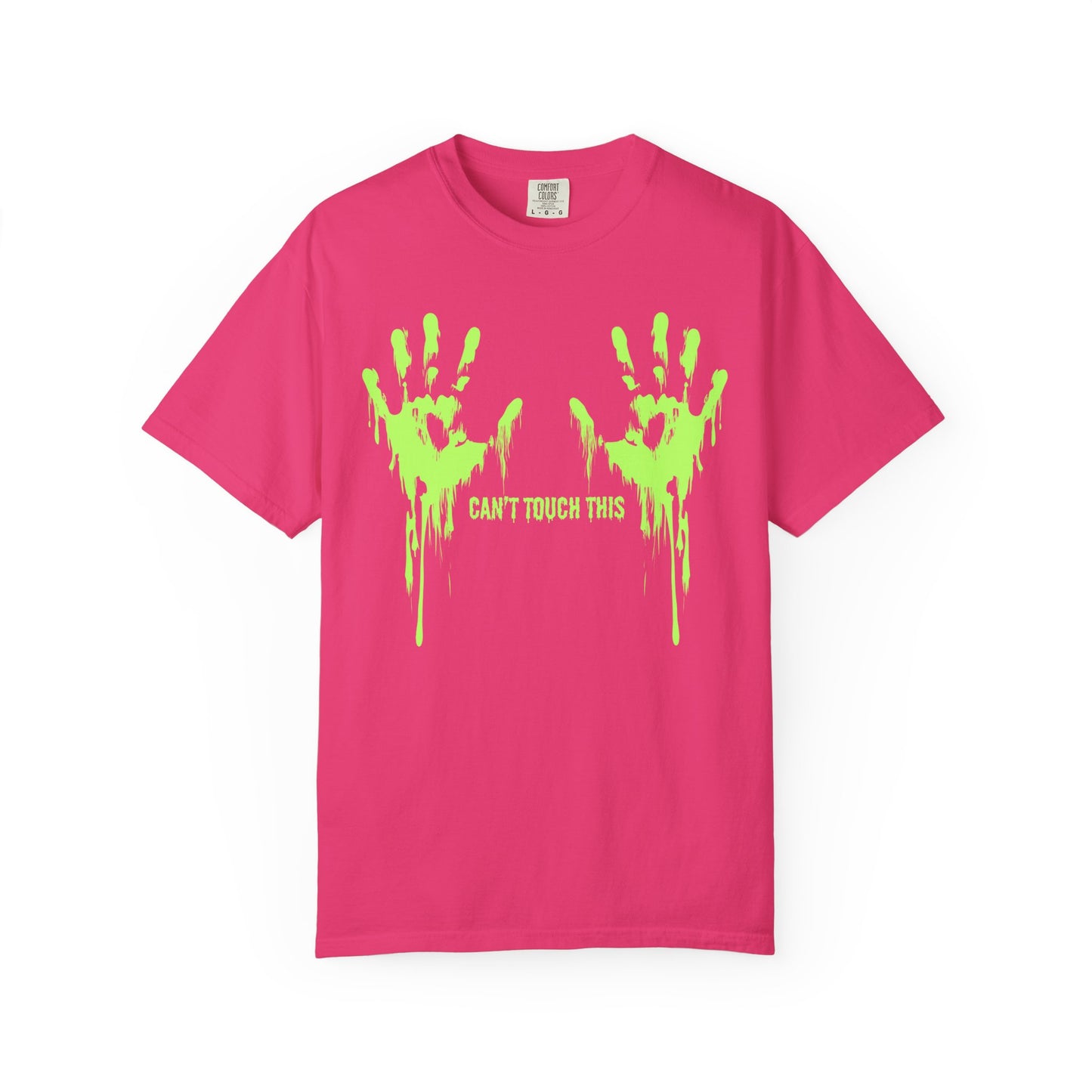 Can't Touch This Tee, Neon Handprint Unisex T-shirt, Halloween Tee, Unique Gift, Graphic Tee for Parties, Casual Wear, Trendy Streetwear