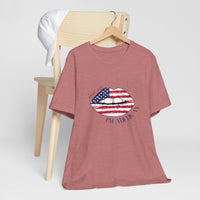 Patriotic Kiss Graphic Tee | Unisex Casual Top, Fourth of July Shirt, Summer Outfit, Gift for Her, USA Pride Wear