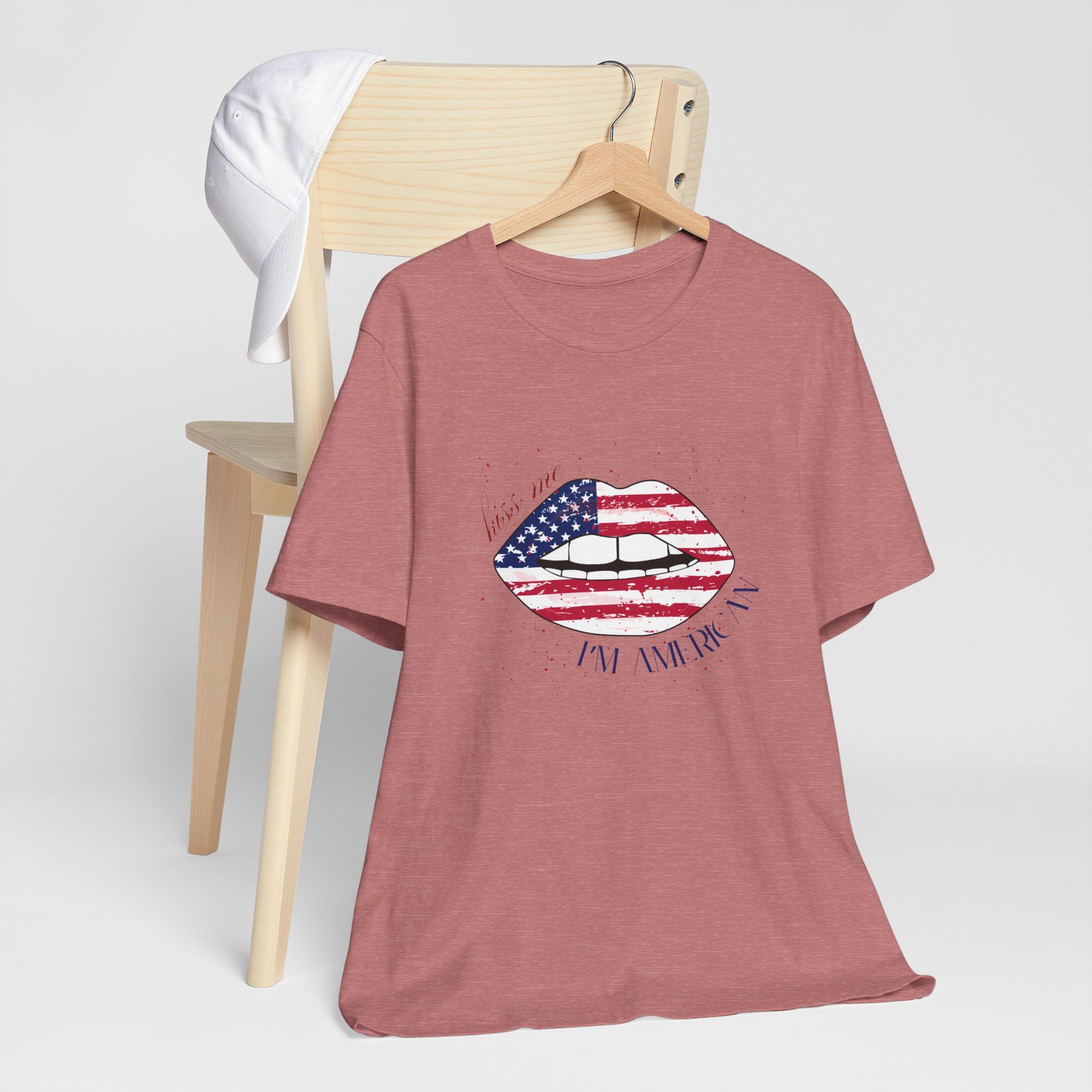 Patriotic Kiss Graphic Tee | Unisex Casual Top, Fourth of July Shirt, Summer Outfit, Gift for Her, USA Pride Wear