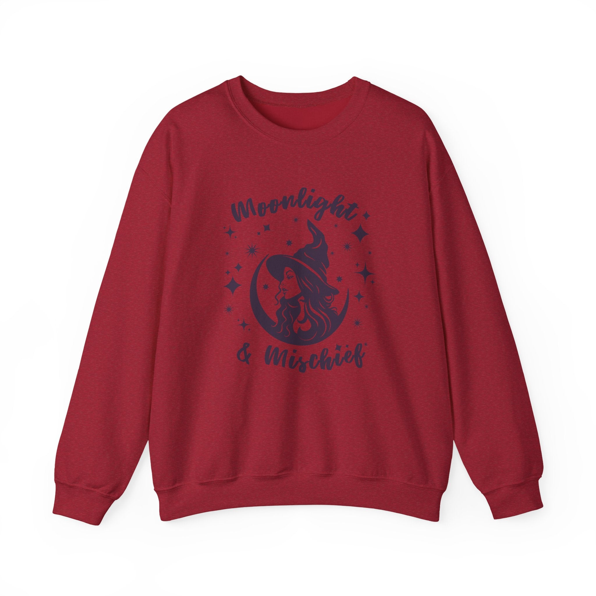 Moonlight & Mischief Crewneck Sweatshirt, Cozy Witchy Sweatshirt, Unisex Halloween Apparel, Fall Fashion, Gift for Her