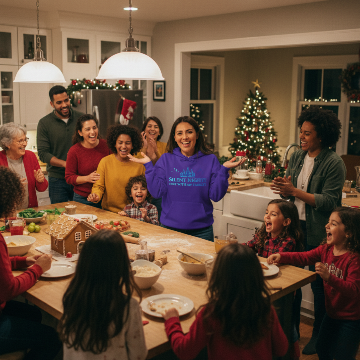 Holiday Snark Hoodie - Silent Night Not with my Family