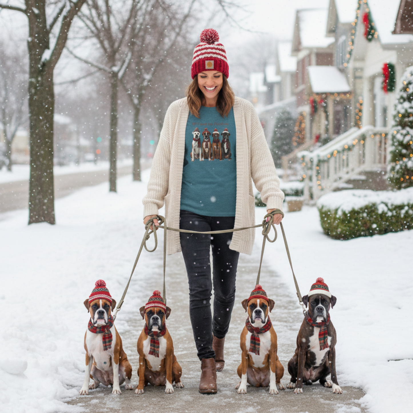 Christmas Dogs T-Shirt — "All I Want for Christmas" Holiday Boxer Dog Tee Shirt