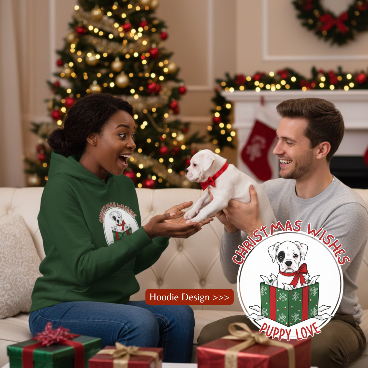 Holiday Hoodie - Christmas Wishes for Puppy Love