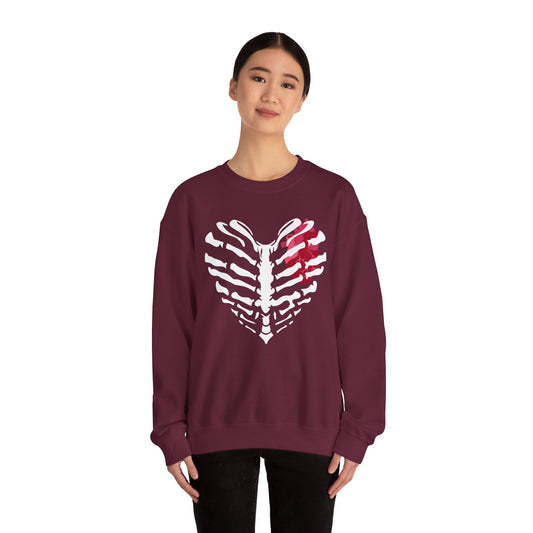 Skeleton Heart Sweatshirt, Unisex Crewneck, Halloween Sweatshirt, Gothic Style