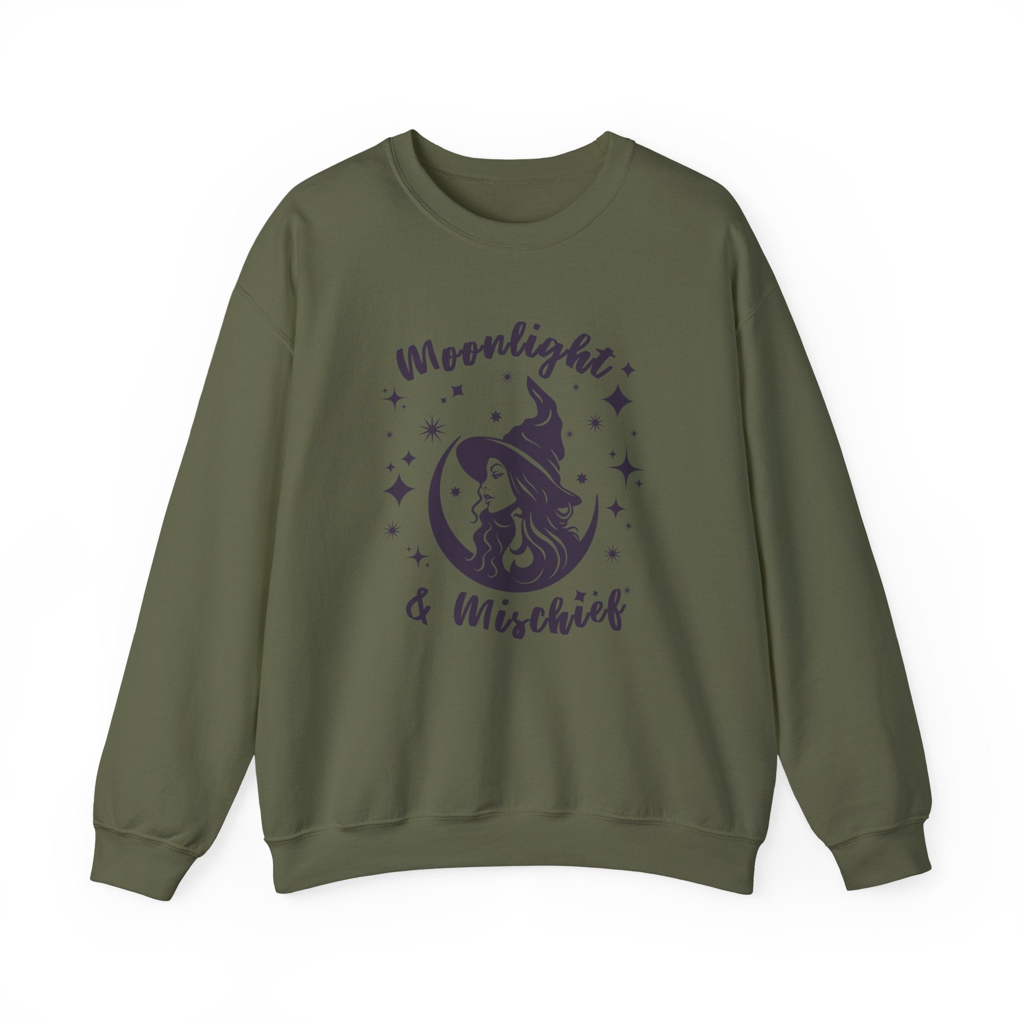 Moonlight & Mischief Crewneck Sweatshirt, Cozy Witchy Sweatshirt, Unisex Halloween Apparel, Fall Fashion, Gift for Her