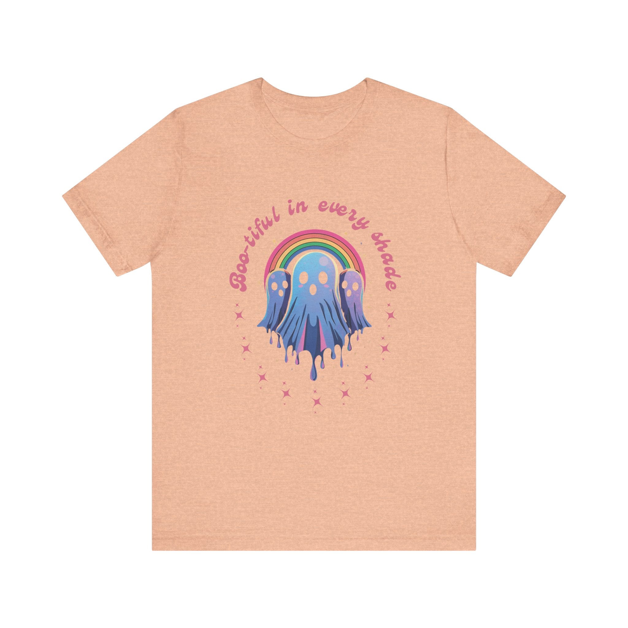 Bootiful in Every Color - Vibrant Rainbow Ghost Tee - Fun Casual T-shirt, Ghost Lovers Apparel, LGBTQ+ Pride Shirt, Halloween Costume Top, Colorful Graphic Tee