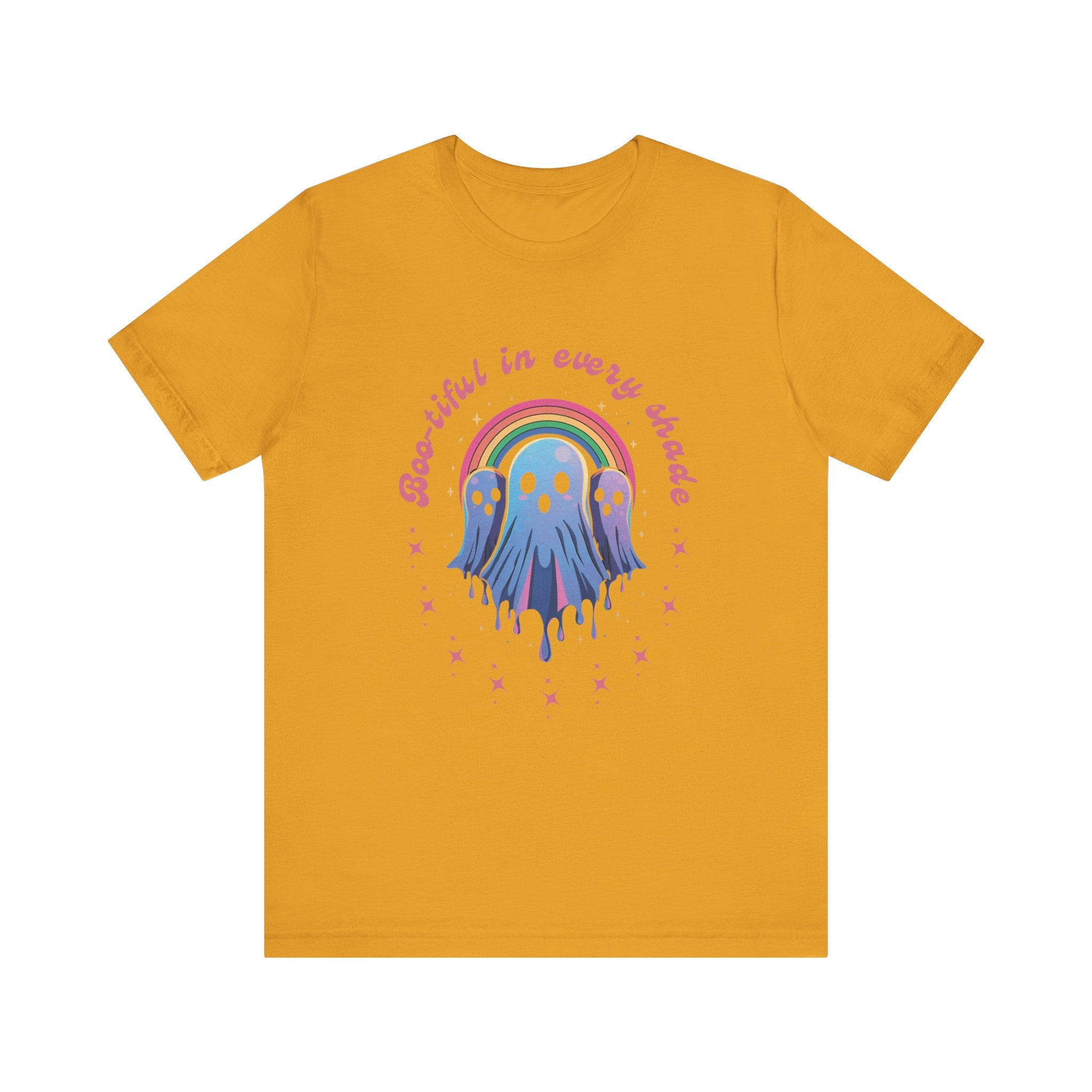 Bootiful in Every Color - Vibrant Rainbow Ghost Tee - Fun Casual T-shirt, Ghost Lovers Apparel, LGBTQ+ Pride Shirt, Halloween Costume Top, Colorful Graphic Tee