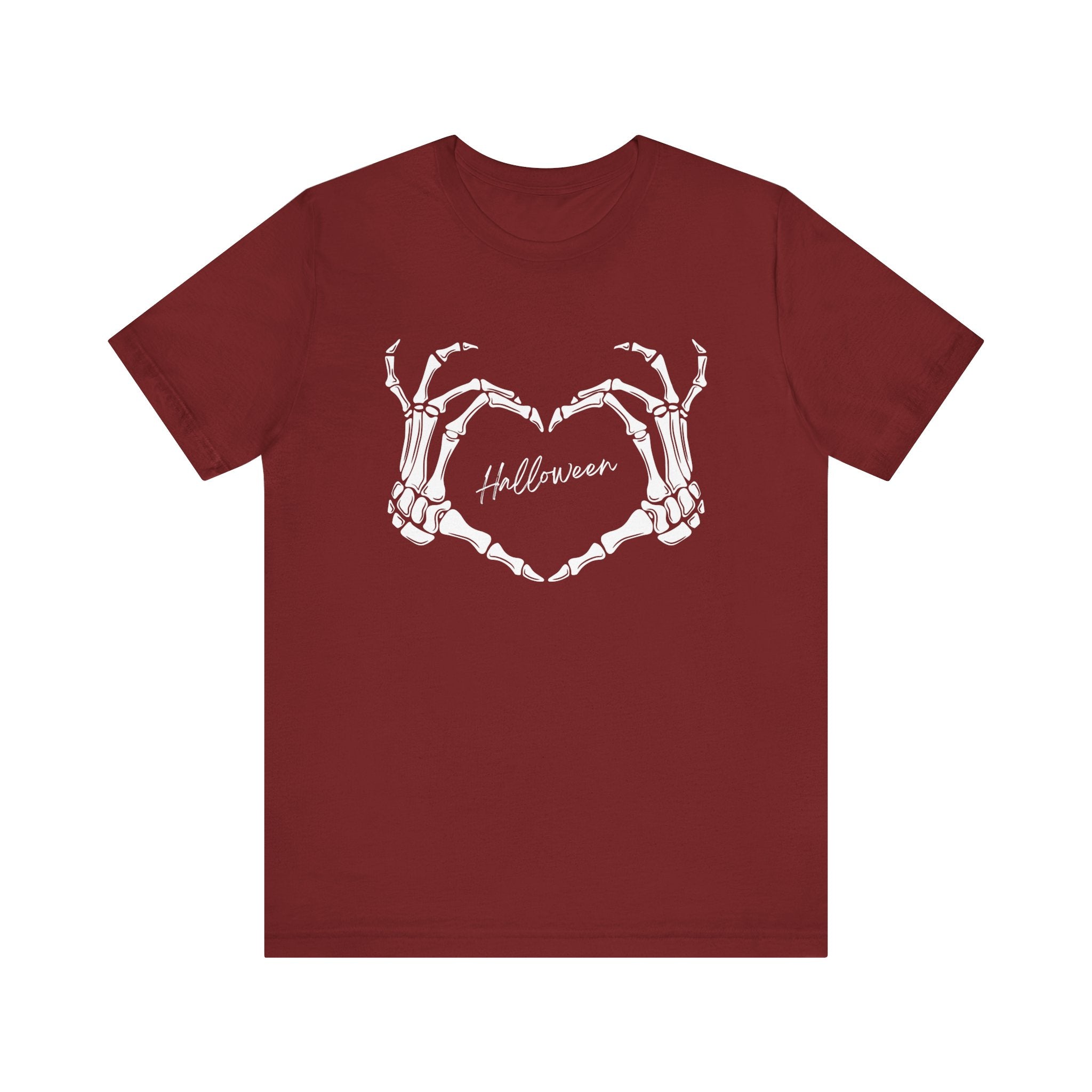 Skeleton Heart Hands Casual Graphic Tee - Perfect for Everyday Fall Spooky Season and Halloween Lovers