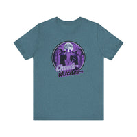 Cheers Witches Short Sleeve Tee - Spooky Vibes, Halloween Shirt, Unisex Graphic Tee, Witchy Apparel, Gift for Witches, Casual Witchwear