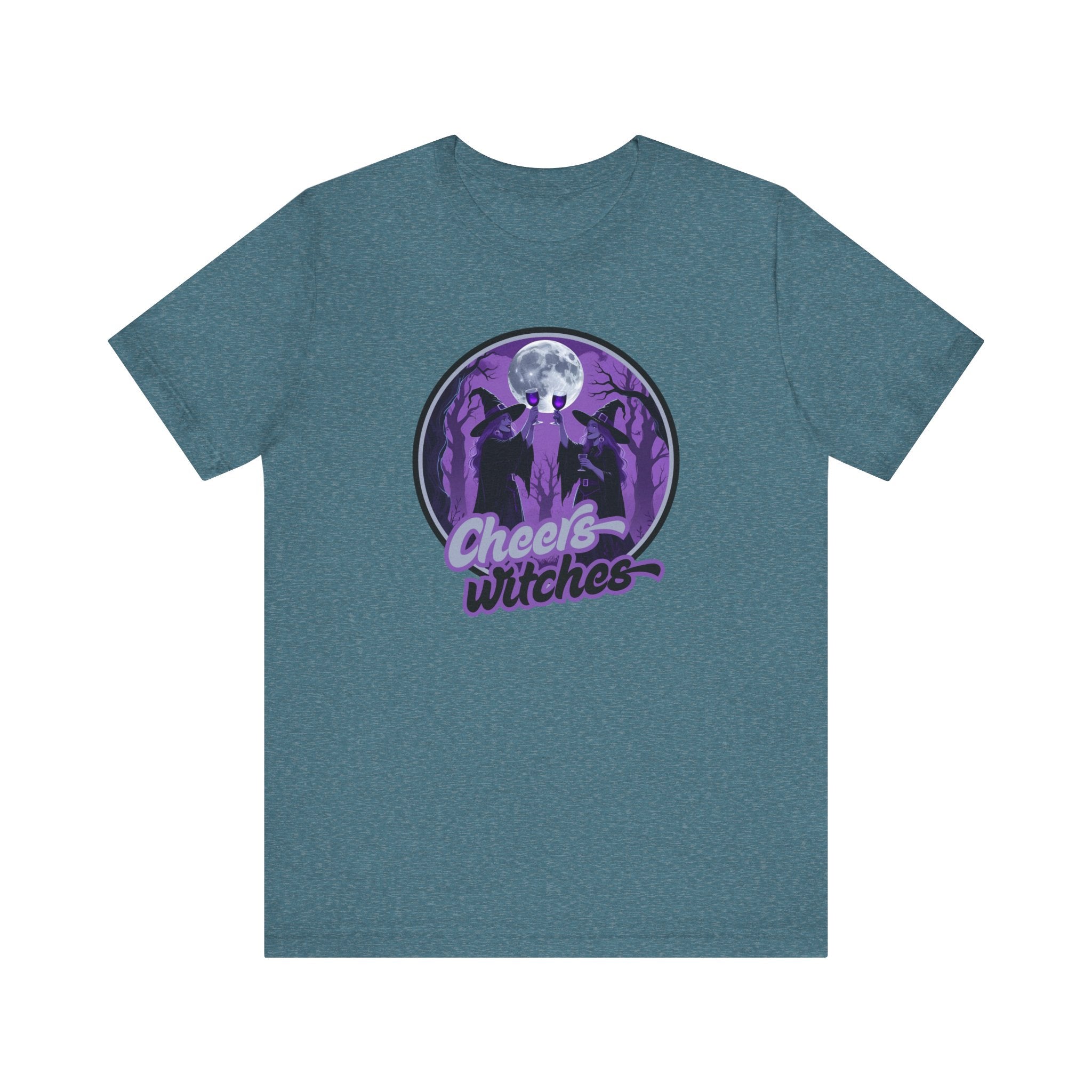 Cheers Witches Short Sleeve Tee - Spooky Vibes, Halloween Shirt, Unisex Graphic Tee, Witchy Apparel, Gift for Witches, Casual Witchwear