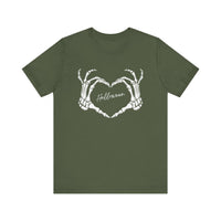 Skeleton Heart Hands Casual Graphic Tee - Perfect for Everyday Fall Spooky Season and Halloween Lovers
