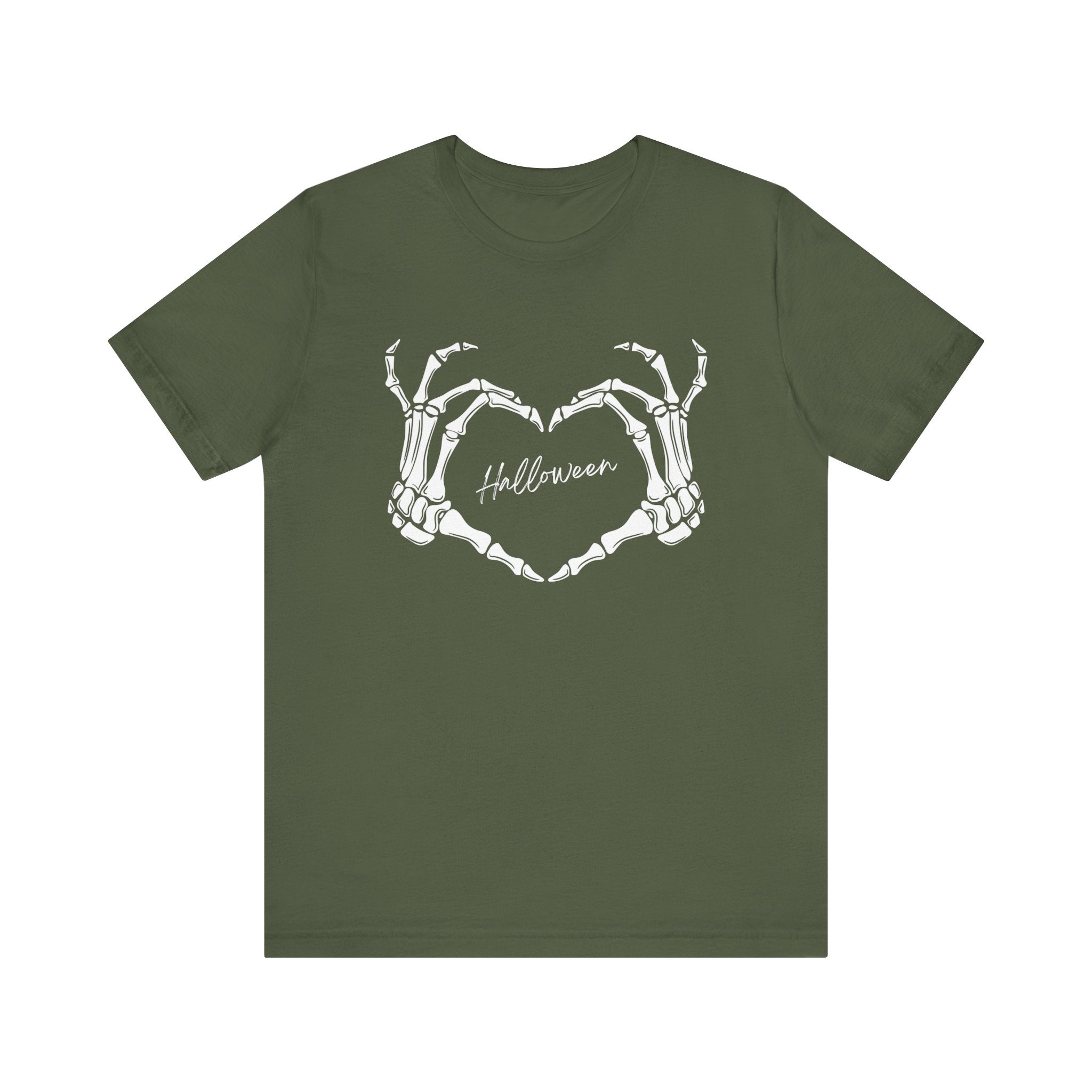 Skeleton Heart Hands Casual Graphic Tee - Perfect for Everyday Fall Spooky Season and Halloween Lovers