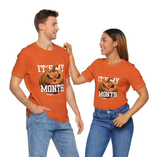 Scary Halloween Pumpkin T-Shirt - Scary October Tee, Spooky Season Apparel, Fall Fashion, Unisex Short Sleeve, Halloween Costume