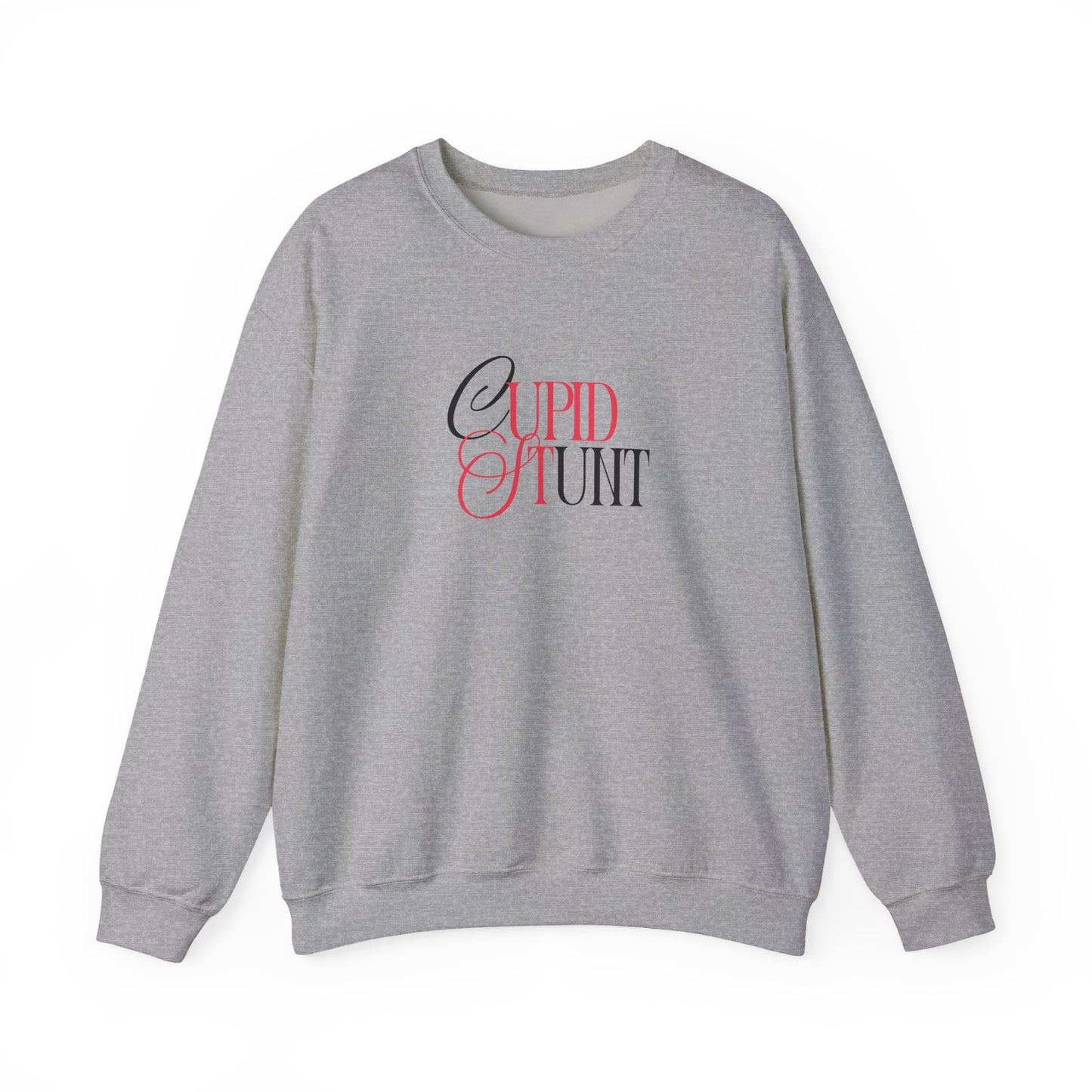 Cupid Stunt Crewneck Sweatshirt — Funny Valentine's Day Graphic Crewneck