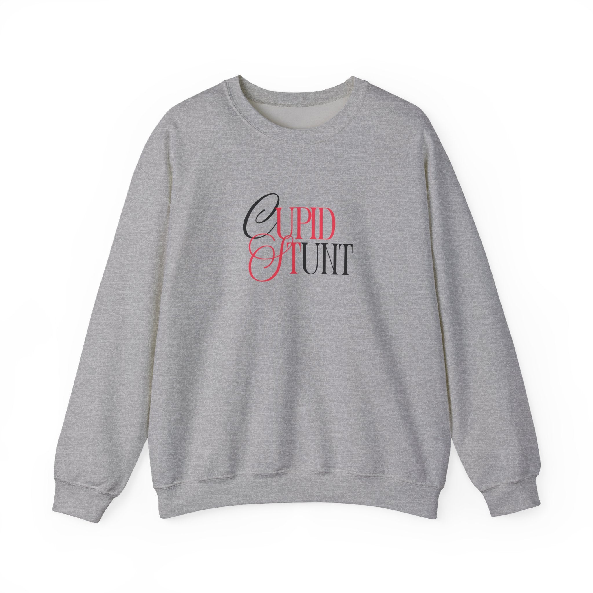 Cupid Stunt Crewneck Sweatshirt — Funny Valentine's Day Graphic Crewneck