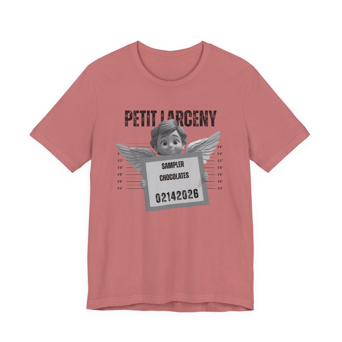 Petit Larceny Mugshot T-Shirt – 'Sampler Chocolates' Funny Arrest Graphic Tee