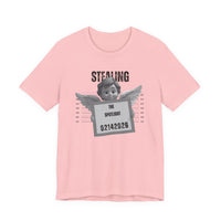 Stealing the Spotlight Mugshot Tee — Cute Angel Mugshot Graphic Valentines T‑Shirt