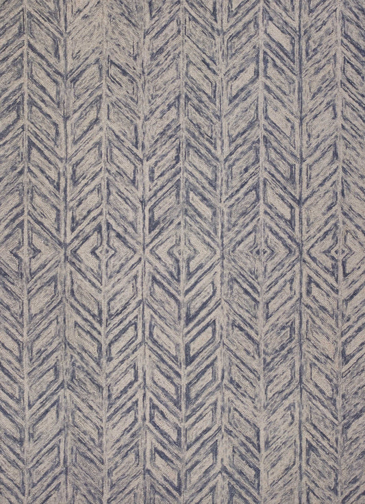 5inchesx7inches Blue Hand Tufted Wool Herringbone Indoor Area Rug
