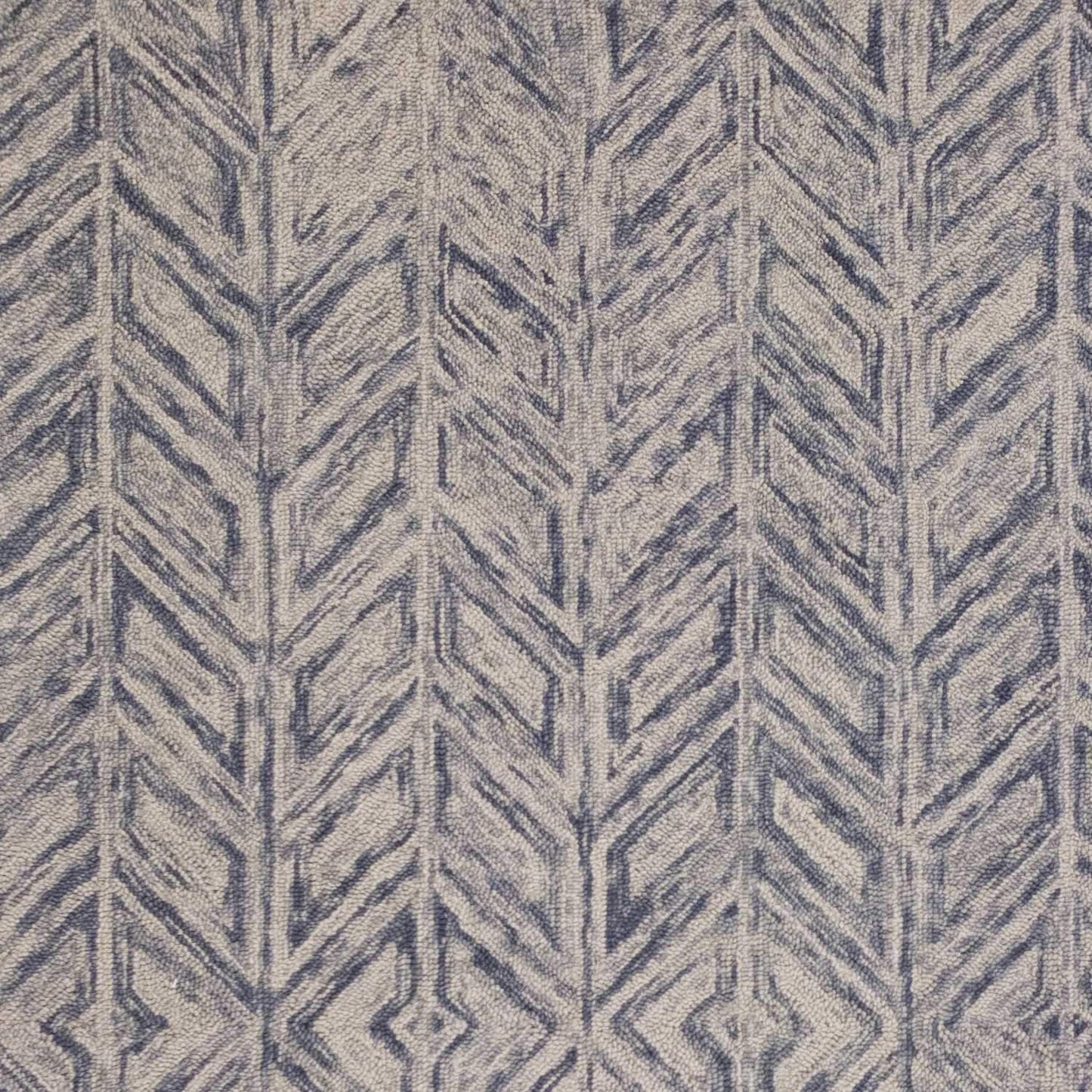 5inchesx7inches Blue Hand Tufted Wool Herringbone Indoor Area Rug