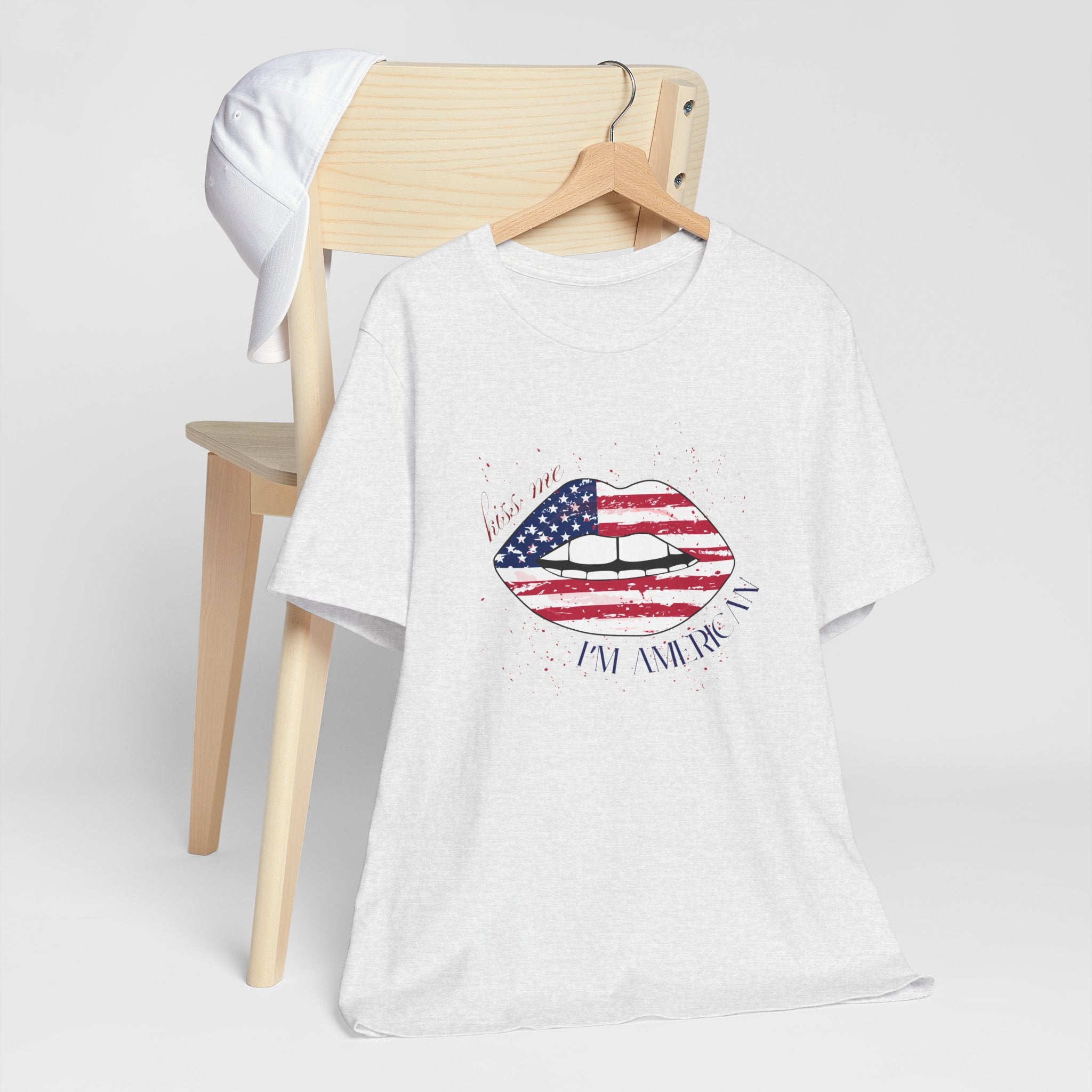 Patriotic Kiss Graphic Tee | Unisex Casual Top, Fourth of July Shirt, Summer Outfit, Gift for Her, USA Pride Wear