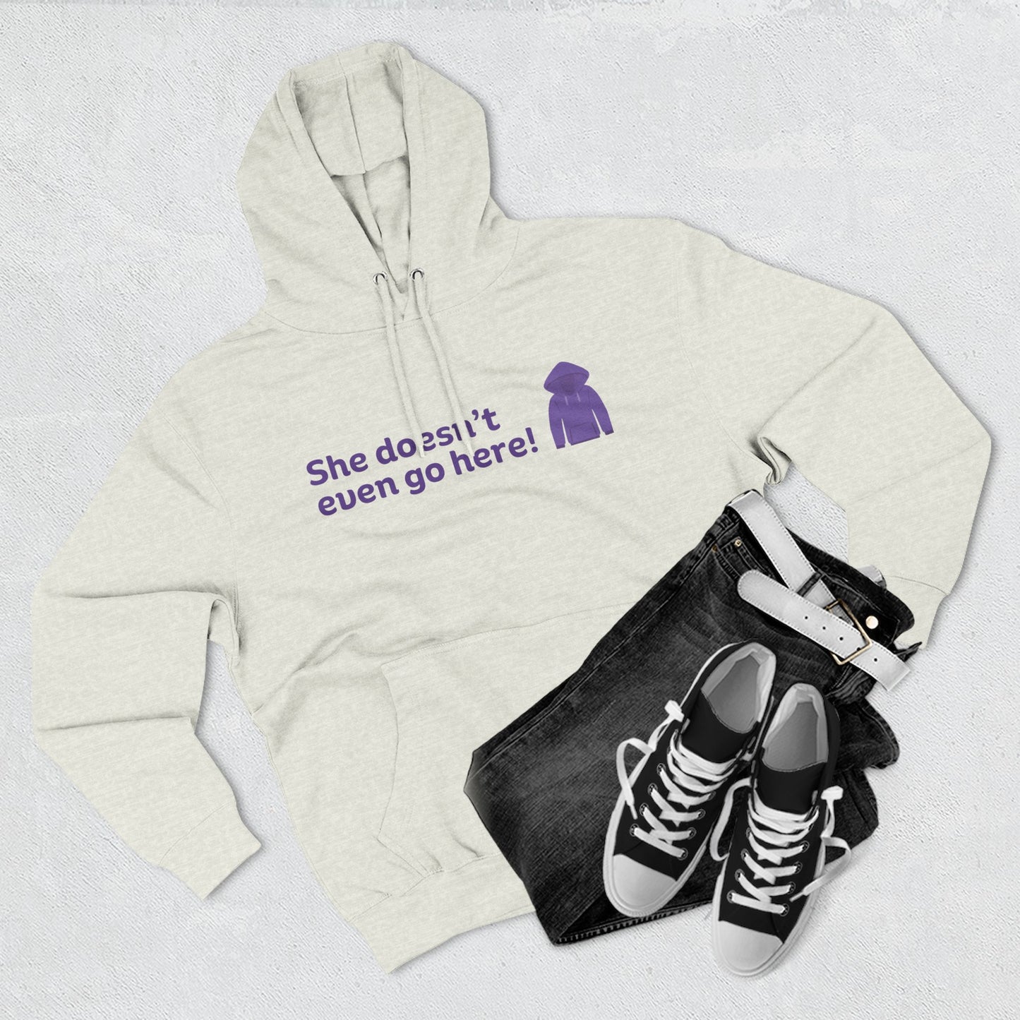 She Doesn't Go Here Statement Hoodie for Fun-Loving Souls | Cozy Fleece Pullover, Ideal Gift for Friends or Birthdays, Funny Quote Apparel