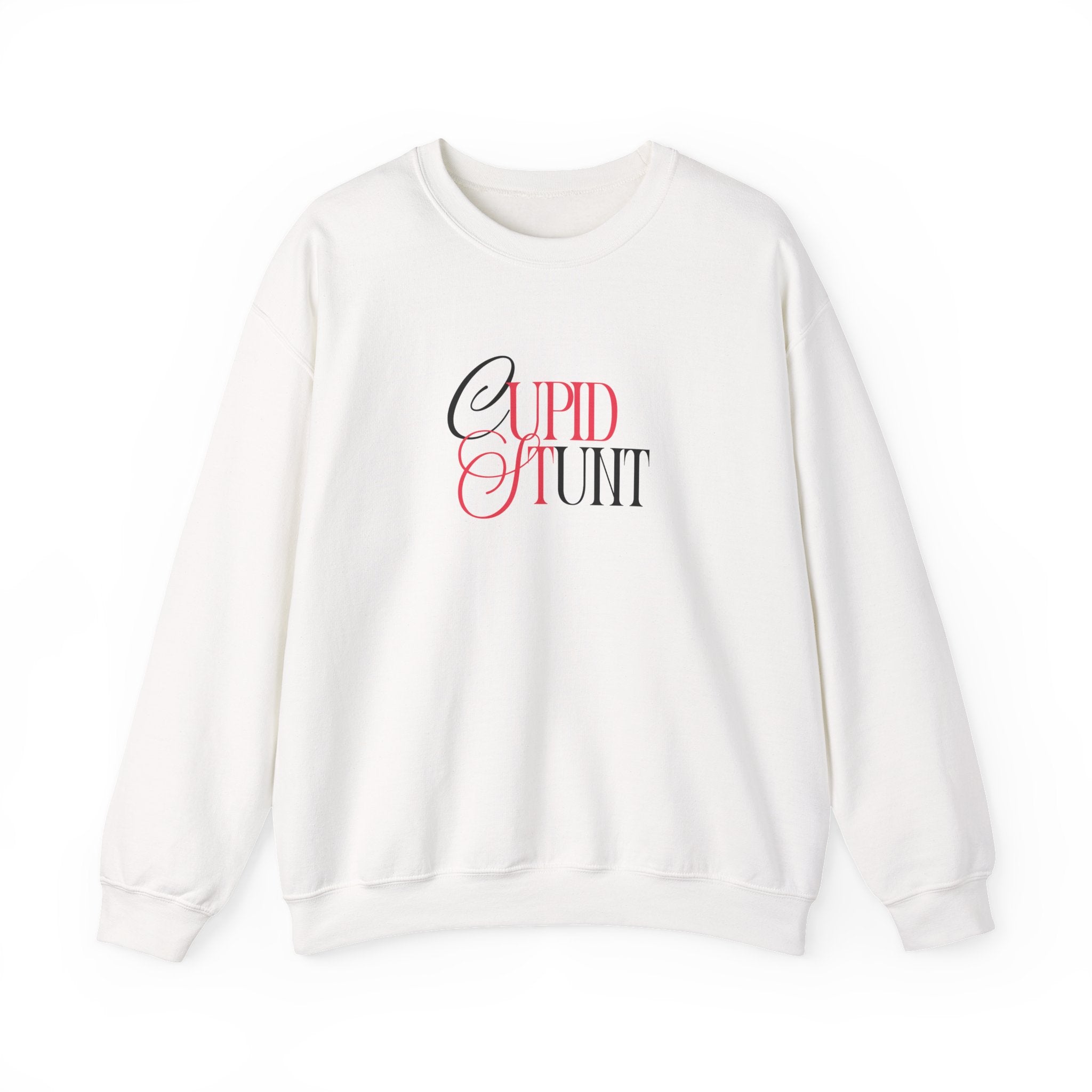Cupid Stunt Crewneck Sweatshirt — Funny Valentine's Day Graphic Crewneck