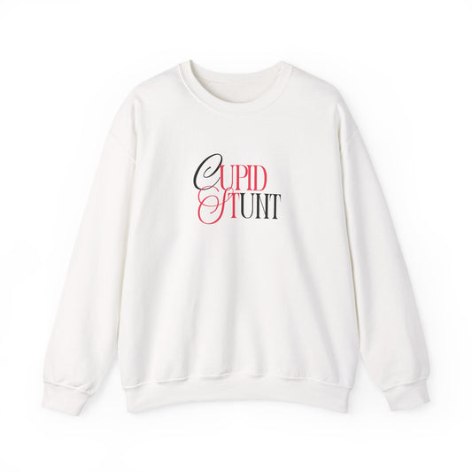 Cupid Stunt Crewneck Sweatshirt — Funny Valentine's Day Graphic Crewneck