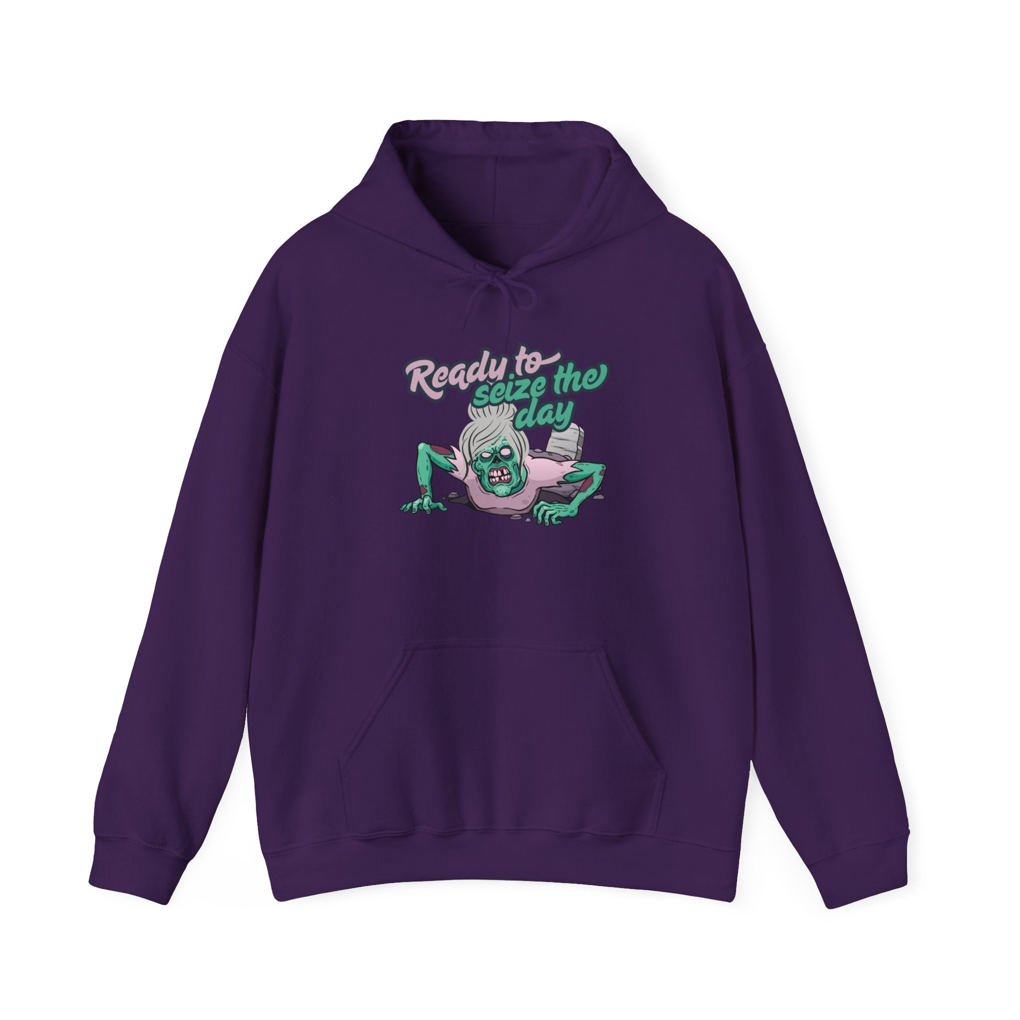 Zombie Vibes Hooded Sweatshirt - Seize the Day, Halloween Gift, Cozy Fall Wear, Unisex Pullover, Casual Comfort