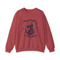 Moonlight & Mischief Crewneck Sweatshirt, Cozy Witchy Sweatshirt, Unisex Halloween Apparel, Fall Fashion, Gift for Her