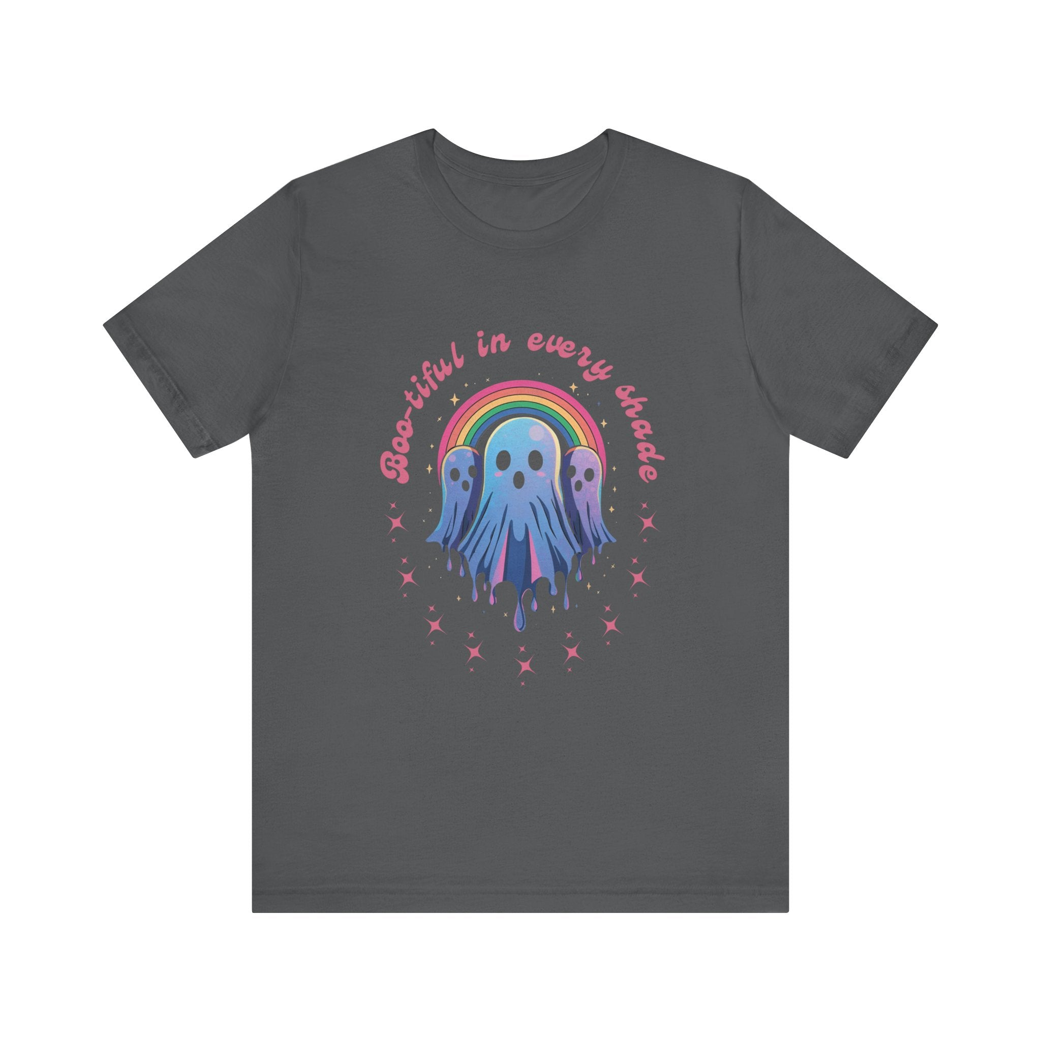 Bootiful in Every Color - Vibrant Rainbow Ghost Tee - Fun Casual T-shirt, Ghost Lovers Apparel, LGBTQ+ Pride Shirt, Halloween Costume Top, Colorful Graphic Tee