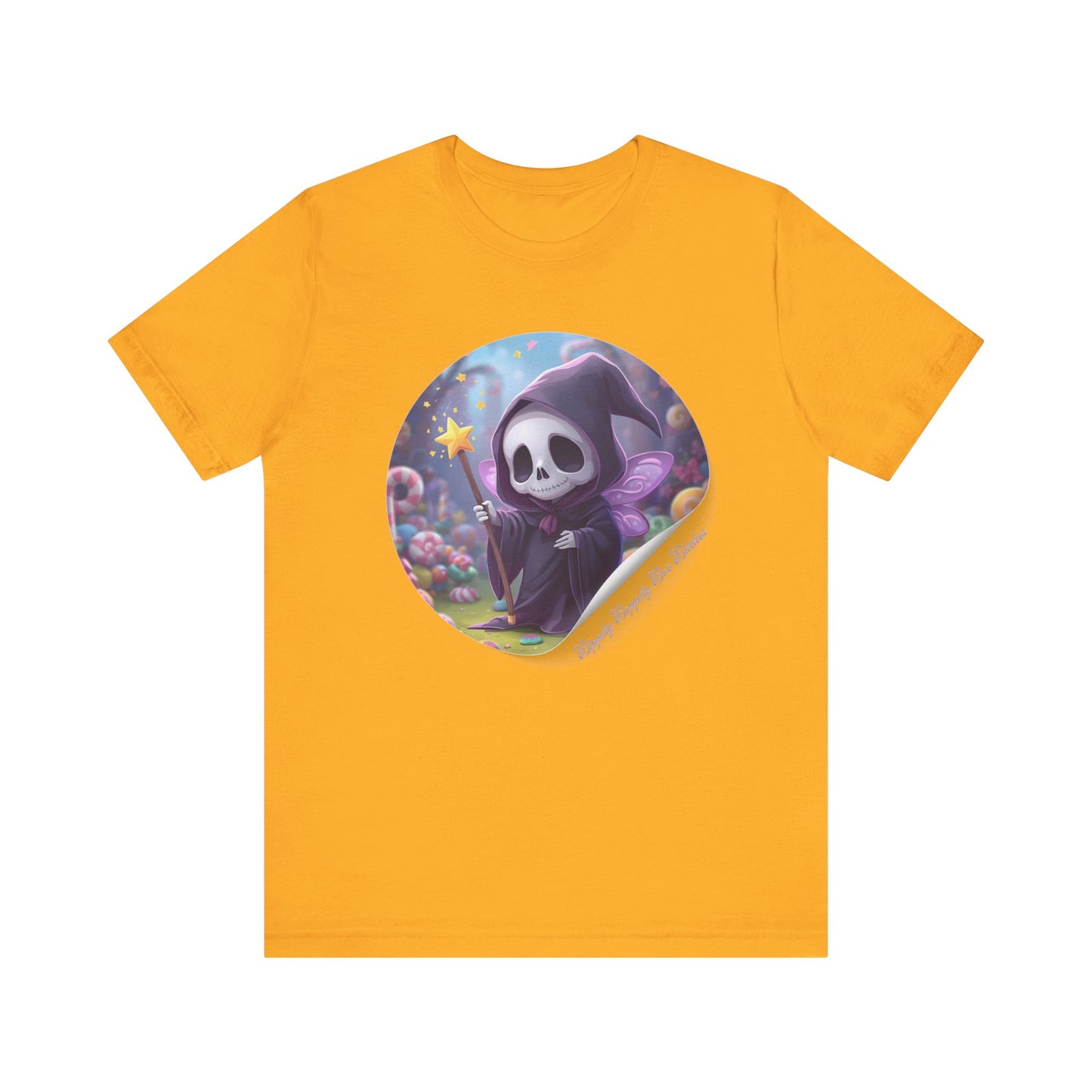Boppity Boo Cute Grim Reaper Tee, Soft Unisex Jersey T-Shirt, Fun Halloween Shirt, Goth Aesthetic Apparel