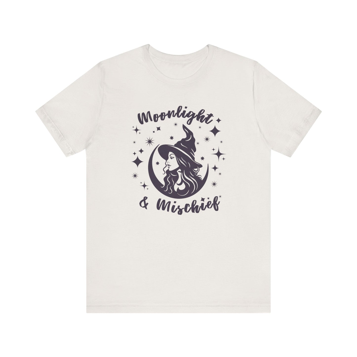 Moonlight & Mischief Witchy Tee - Unisex Short Sleeve Shirt for Halloween, Gifts for Her, Witchy Vibes, Casual Wear, Cozy Style