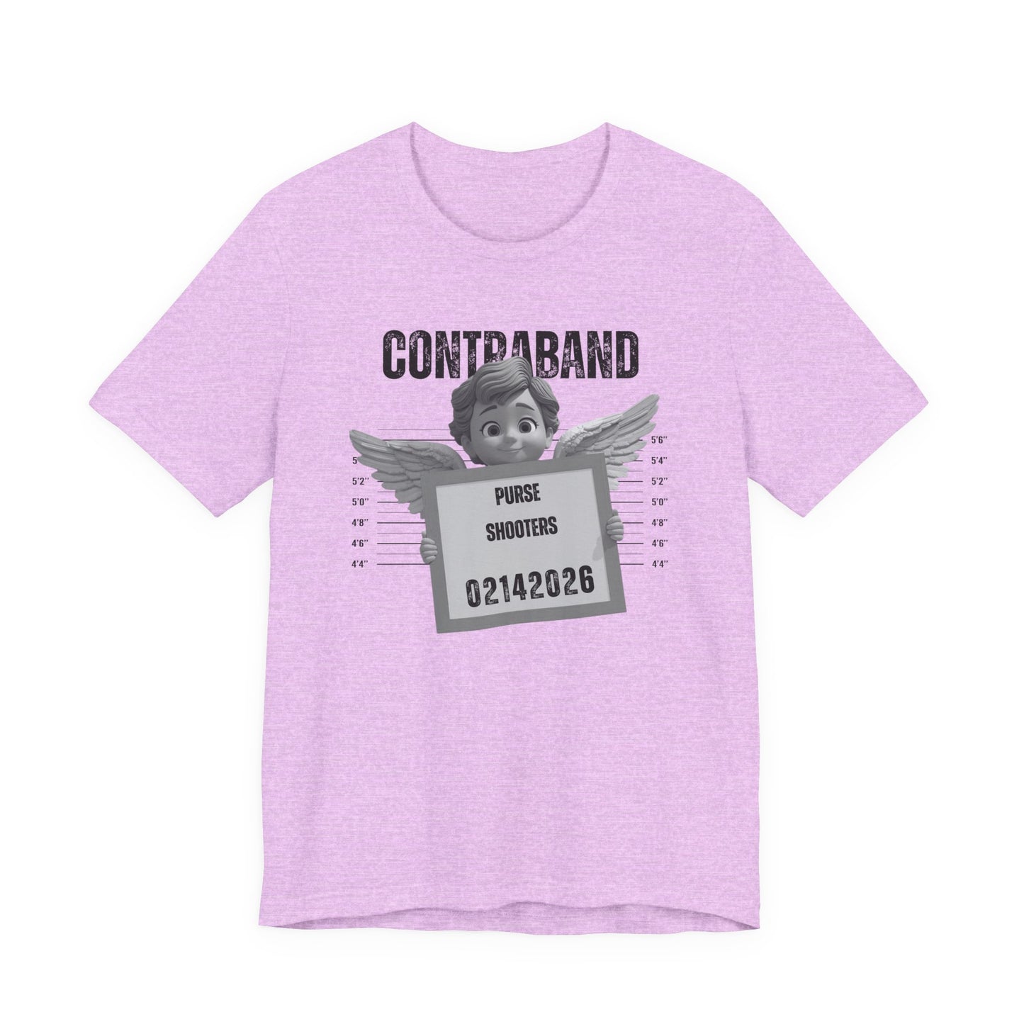 Contraband Mugshot Angel Tee — Funny 'Purse Shooters' Graphic T-Shirt